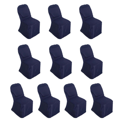 10 Pack Polyester Chair Cover for Banquet Chairs Navy Blue - Stain-Resistant Reusable Slip-On Slipcover
