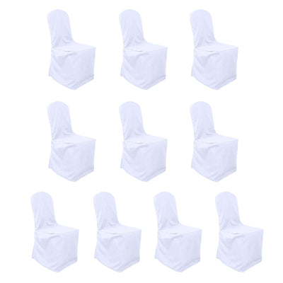 10 Pack Polyester Chair Cover for Banquet Chairs White - Stain-Resistant Reusable Slip-On Slipcover