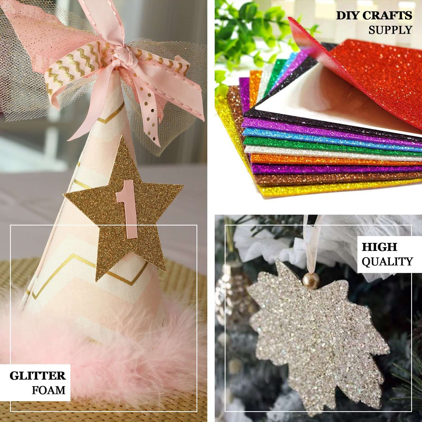 10 Pack Purple Self - Adhesive Glitter DIY Craft Foam Sheets - 12"x10" - Linen Luxes