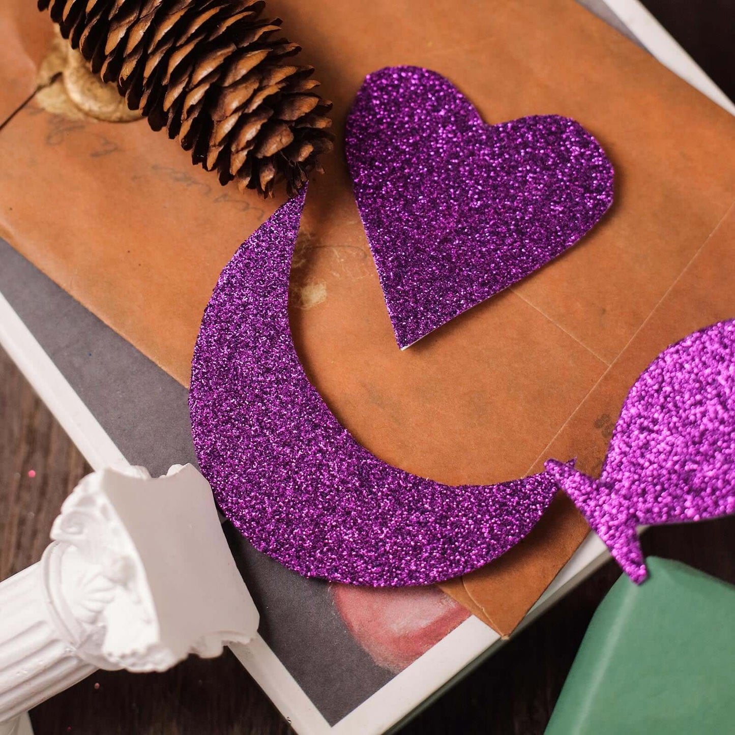 10 Pack Purple Self - Adhesive Glitter DIY Craft Foam Sheets - 12"x10" - Linen Luxes