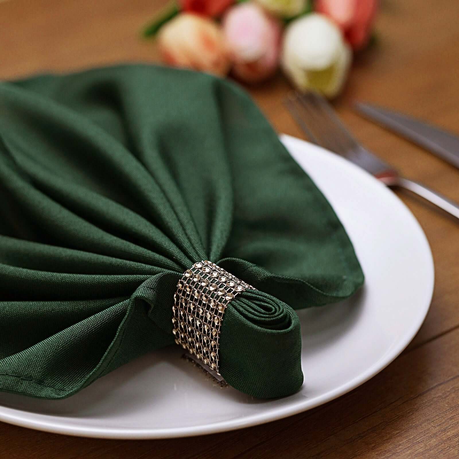 10 Pack Rhinestone Napkin Rings with Velcro Brooch Buckle Antique Gold - Stylish Design for Chair Sashes - Linen Luxes