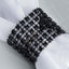 10 Pack Rhinestone Napkin Rings with Velcro Brooch Buckle Black - Stylish Design for Chair Sashes - Linen Luxes