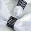 10 Pack Rhinestone Napkin Rings with Velcro Brooch Buckle Black - Stylish Design for Chair Sashes - Linen Luxes