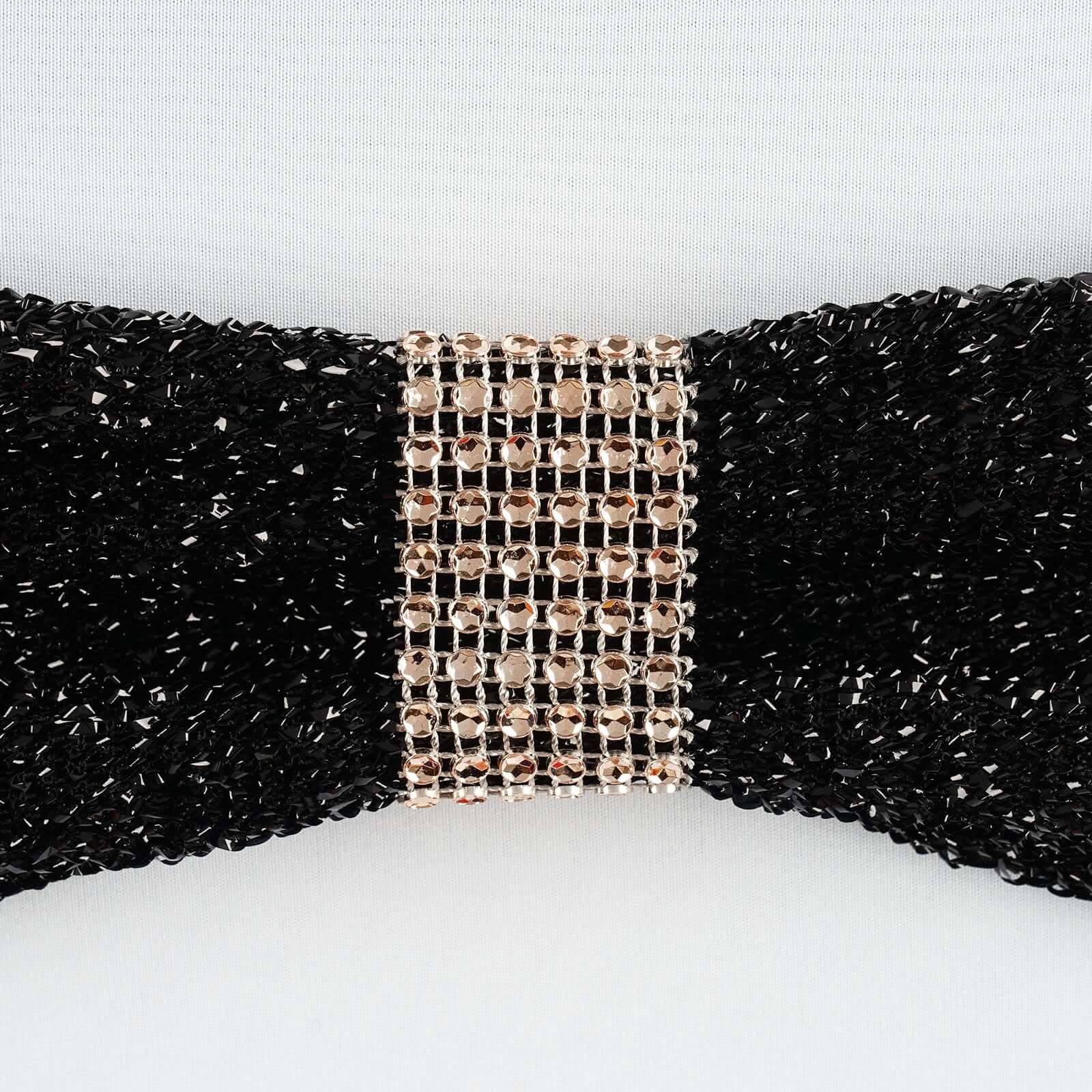 10 Pack Rhinestone Napkin Rings with Velcro Brooch Buckle Champagne - Stylish Design for Chair Sashes - Linen Luxes