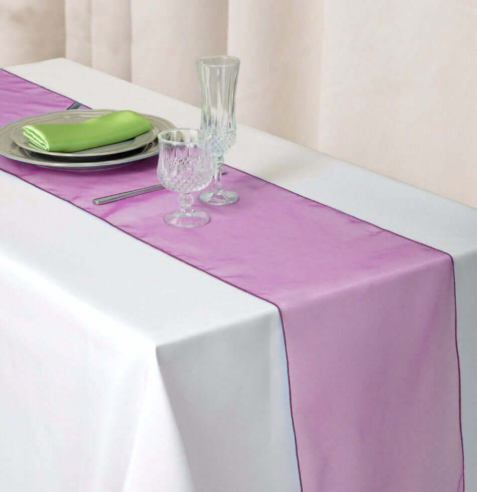 10 Pack Sheer Organza 14"x108" Table Runners Fuchsia - Soft and Lightweight Table Accent - Linen Luxes