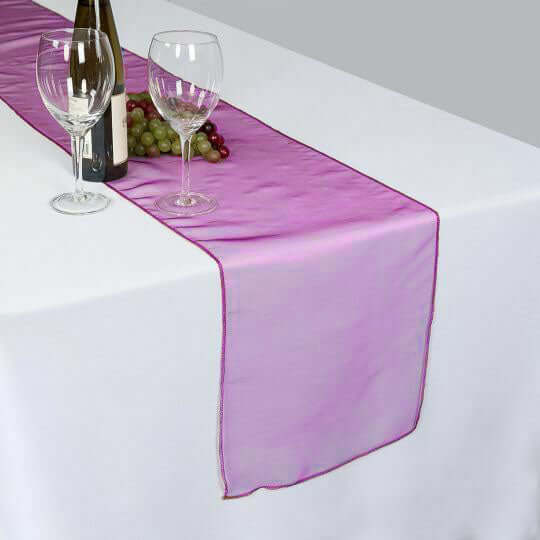 10 Pack Sheer Organza 14"x108" Table Runners Fuchsia - Soft and Lightweight Table Accent - Linen Luxes