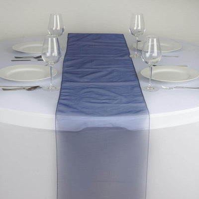 10 Pack Sheer Organza 14"x108" Table Runners Navy Blue - Soft and Lightweight Table Accent - Linen Luxes