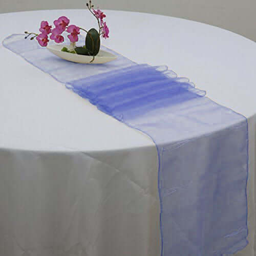 10 Pack Sheer Organza 14"x108" Table Runners Navy Blue - Soft and Lightweight Table Accent - Linen Luxes