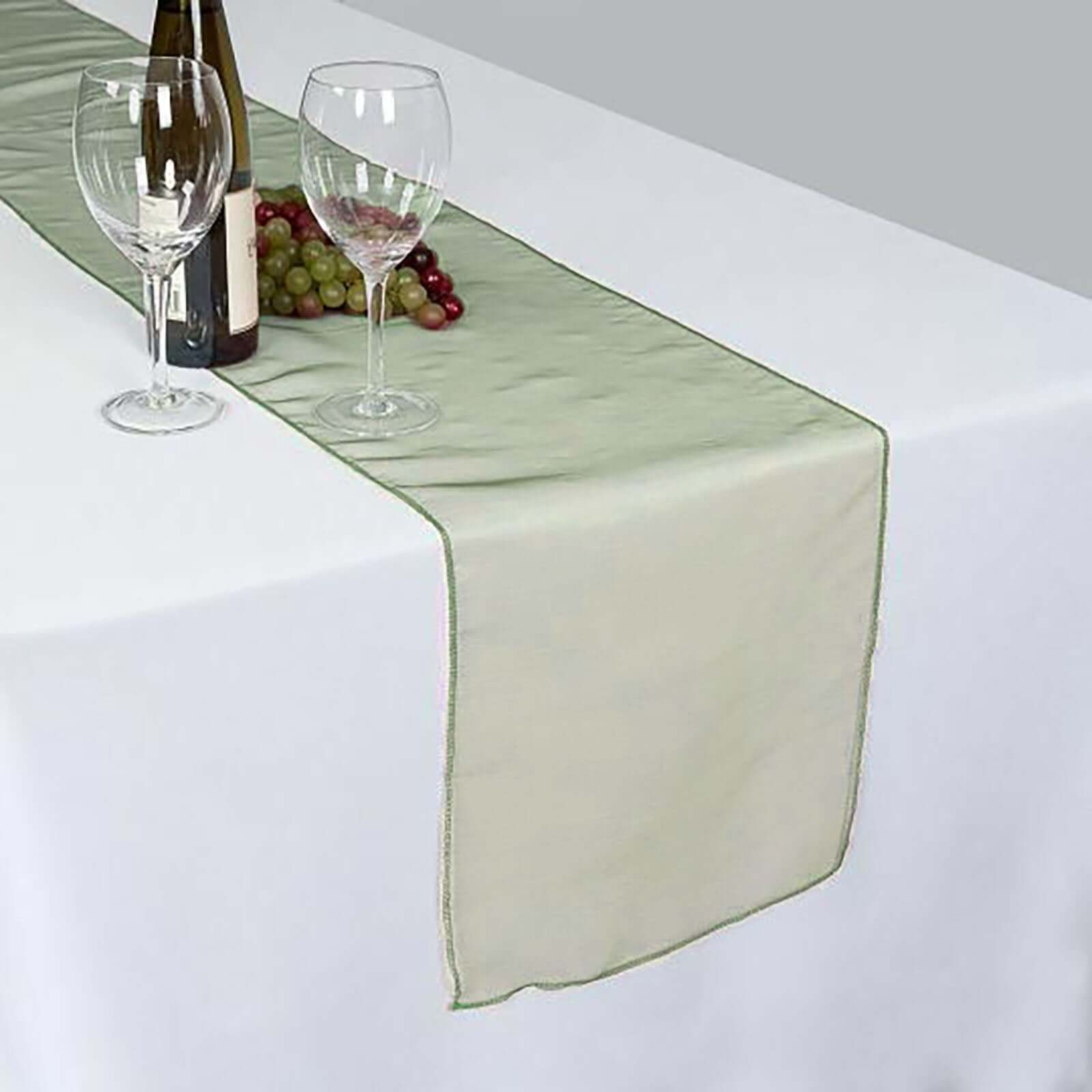 10 Pack Sheer Organza 14"x108" Table Runners Olive Green - Soft and Lightweight Table Accent - Linen Luxes
