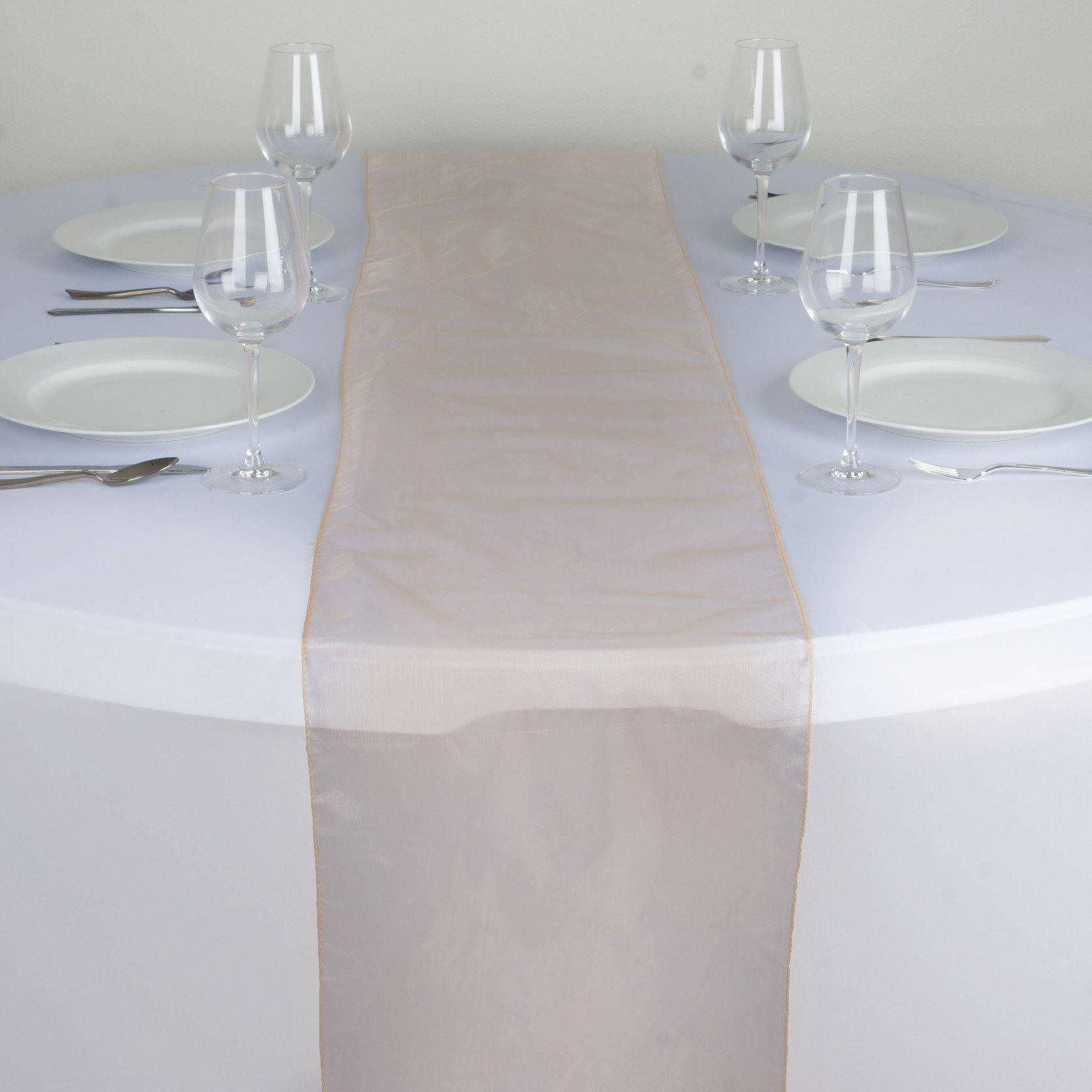 10 Pack Sheer Organza 14"x108" Table Runners Peach - Soft and Lightweight Table Accent - Linen Luxes