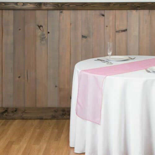 10 Pack Sheer Organza 14"x108" Table Runners Pink - Soft and Lightweight Table Accent - Linen Luxes