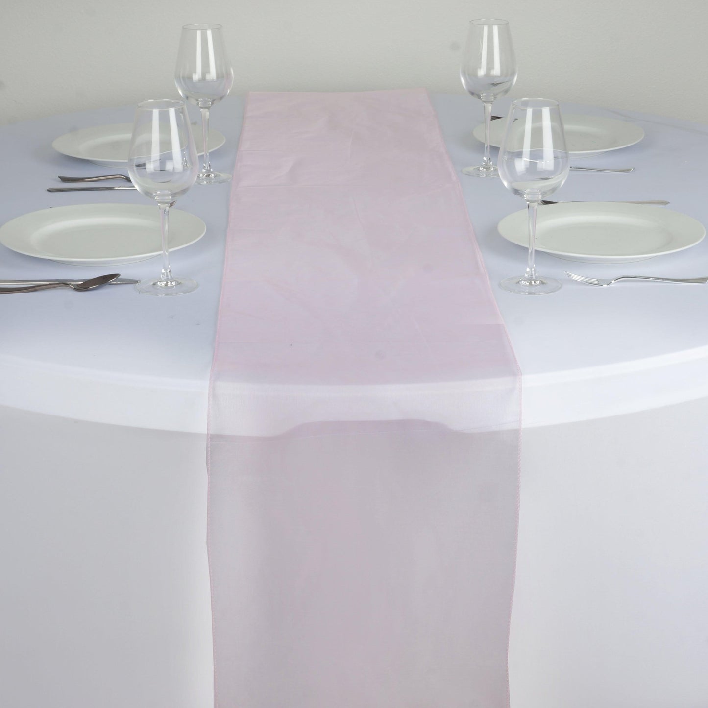 10 Pack Sheer Organza 14"x108" Table Runners Pink - Soft and Lightweight Table Accent - Linen Luxes