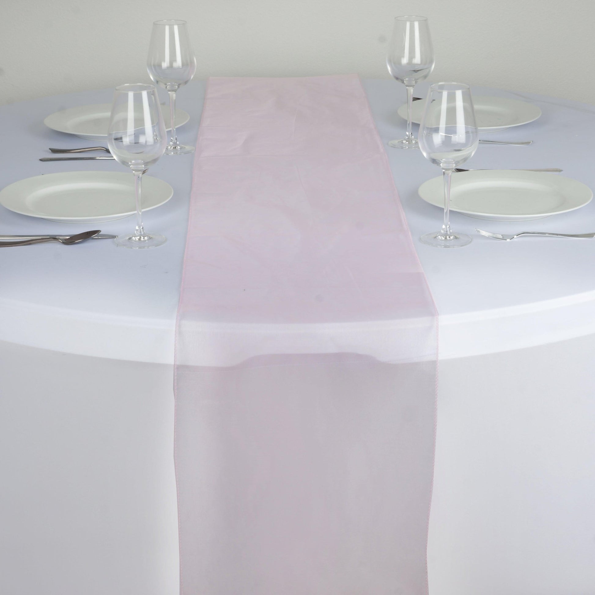 10 Pack Sheer Organza 14"x108" Table Runners Pink - Soft and Lightweight Table Accent - Linen Luxes