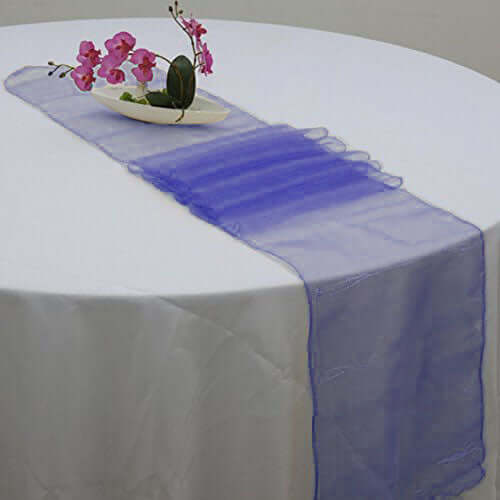 10 Pack Sheer Organza 14"x108" Table Runners Royal Blue - Soft and Lightweight Table Accent - Linen Luxes