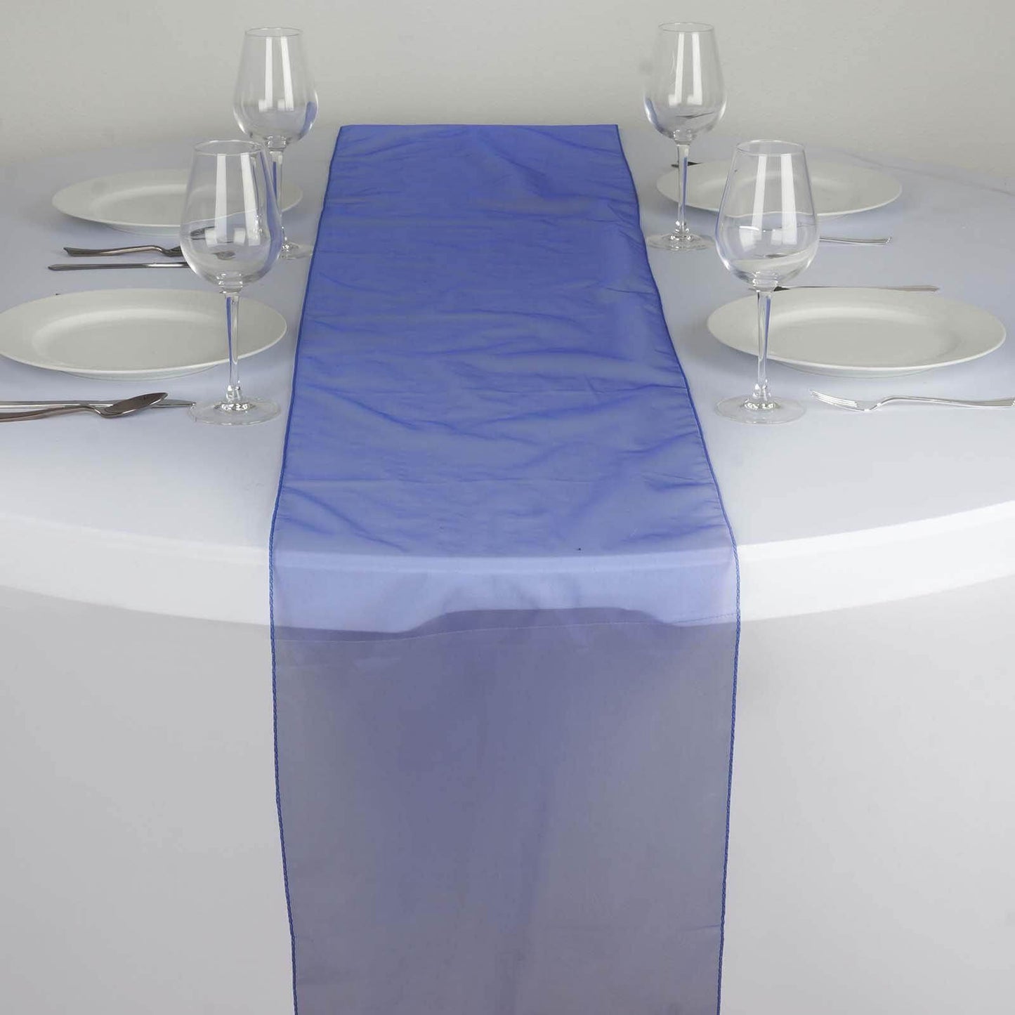 10 Pack Sheer Organza 14"x108" Table Runners Royal Blue - Soft and Lightweight Table Accent - Linen Luxes