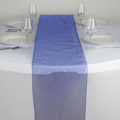 10 Pack Sheer Organza 14"x108" Table Runners Royal Blue - Soft and Lightweight Table Accent - Linen Luxes