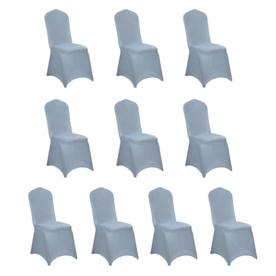 10 Pack Spandex Chair Covers for Banquet Chairs Dusty Blue - Durable Reusable Stretch Slip-On Covers