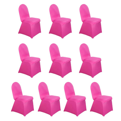 10 Pack Spandex Chair Covers for Banquet Chairs Fuchsia - Durable Reusable Stretch Slip-On Covers
