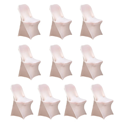 10 Pack Stretch Spandex Chair Covers Blush for Folding Chairs - Durable 160GSM Fitted Slipcovers
