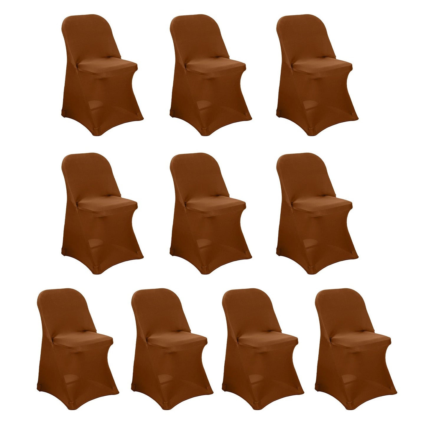 10 Pack Stretch Spandex Chair Covers Cinnamon Brown for Folding Chairs - Durable 160GSM Fitted Slipcovers