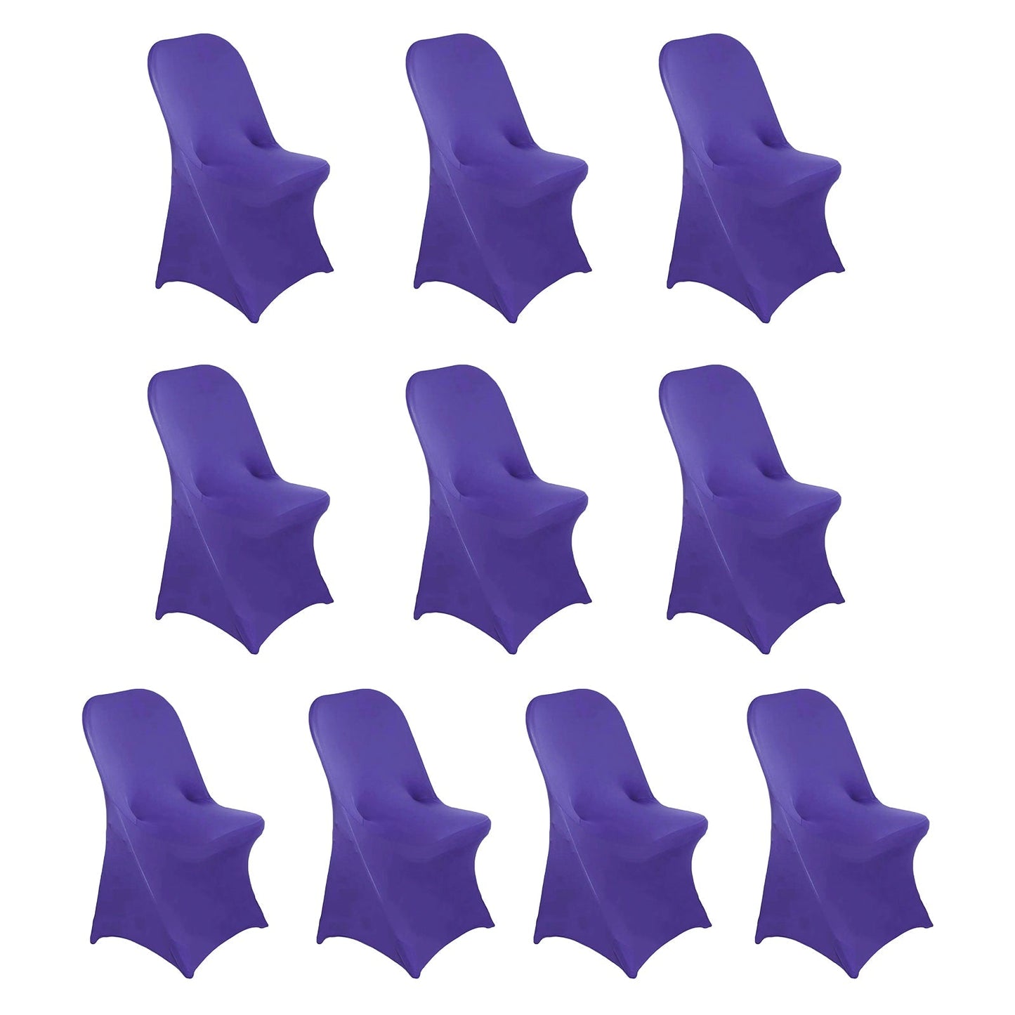 10 Pack Stretch Spandex Chair Covers Purple for Folding Chairs - Durable 160GSM Fitted Slipcovers