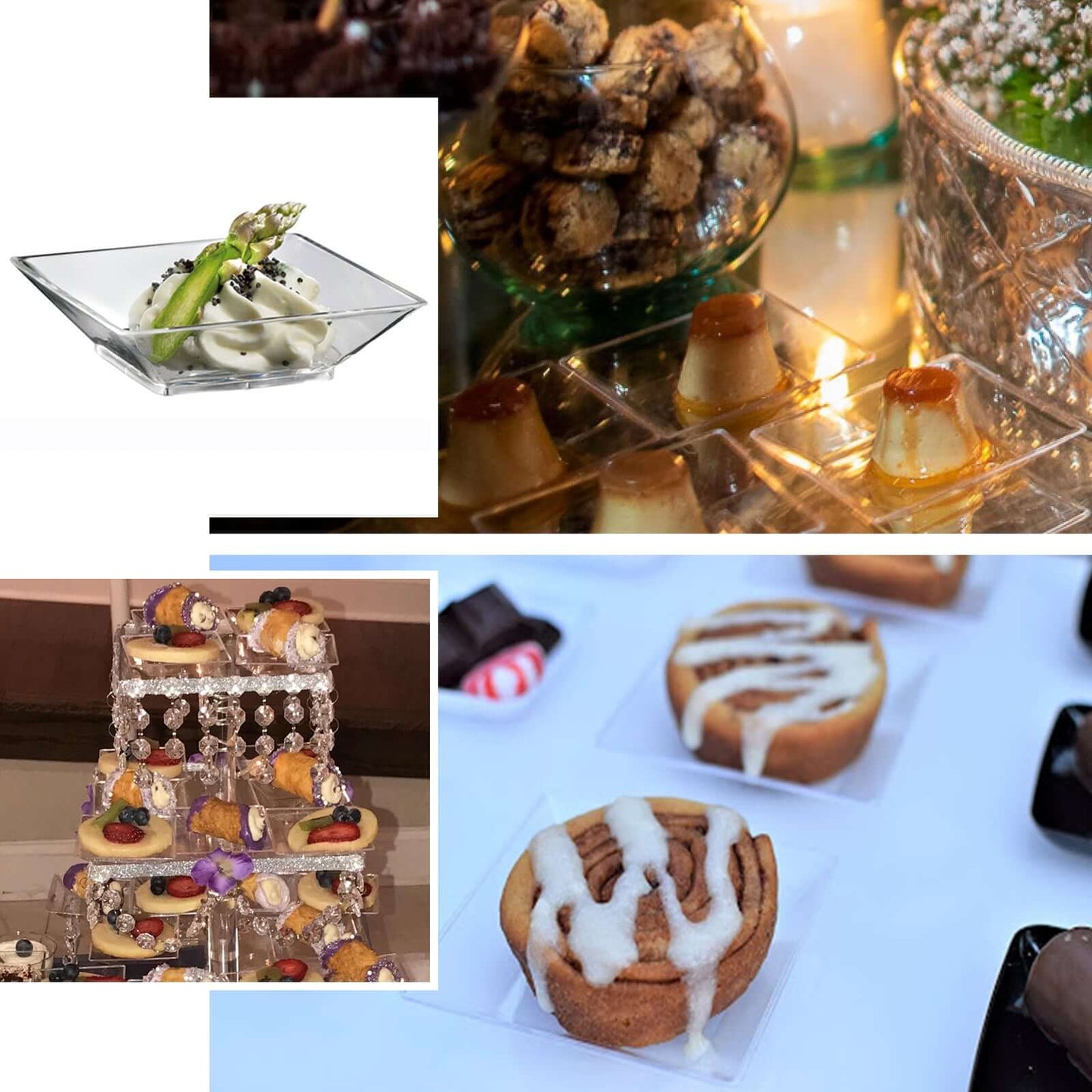 10 - Pack Tapas Plates Sleek Square Design Clear - Plastic Disposable Plates for Parties 4" - Linen Luxes