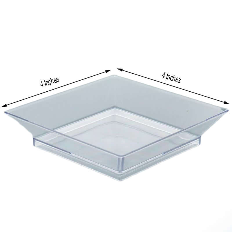 10 - Pack Tapas Plates Sleek Square Design Clear - Plastic Disposable Plates for Parties 4" - Linen Luxes
