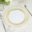 10-Pack Plastic 9" Round Dinner Plates White with Gold Swirl Rim - Disposable Party Plates