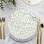 10-Pack Plastic 10" Round Dinner Plates in White with Gold Leaf Design - Heavy Duty Disposable Party Plates for Stylish Events & Memorable Gatherings