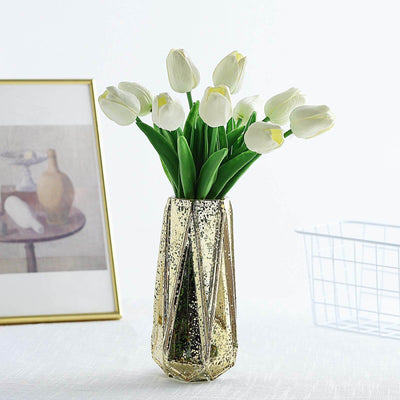 10 Stems 13" White Real Touch Artificial Foam Tulip Flower Bouquets - Linen Luxes