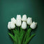10 Stems 13" White Real Touch Artificial Foam Tulip Flower Bouquets - Linen Luxes