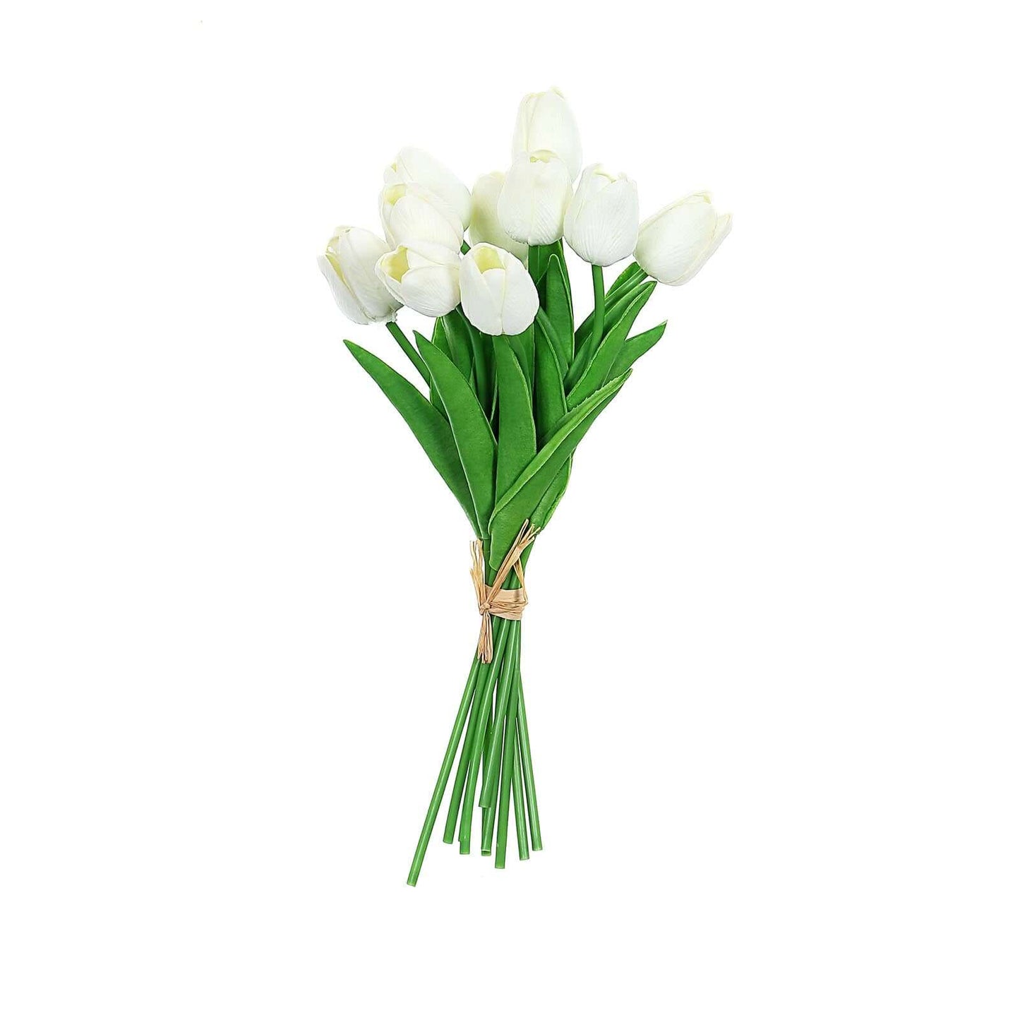 10 Stems 13" White Real Touch Artificial Foam Tulip Flower Bouquets - Linen Luxes