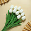 10 Stems 13" White Real Touch Artificial Foam Tulip Flower Bouquets - Linen Luxes