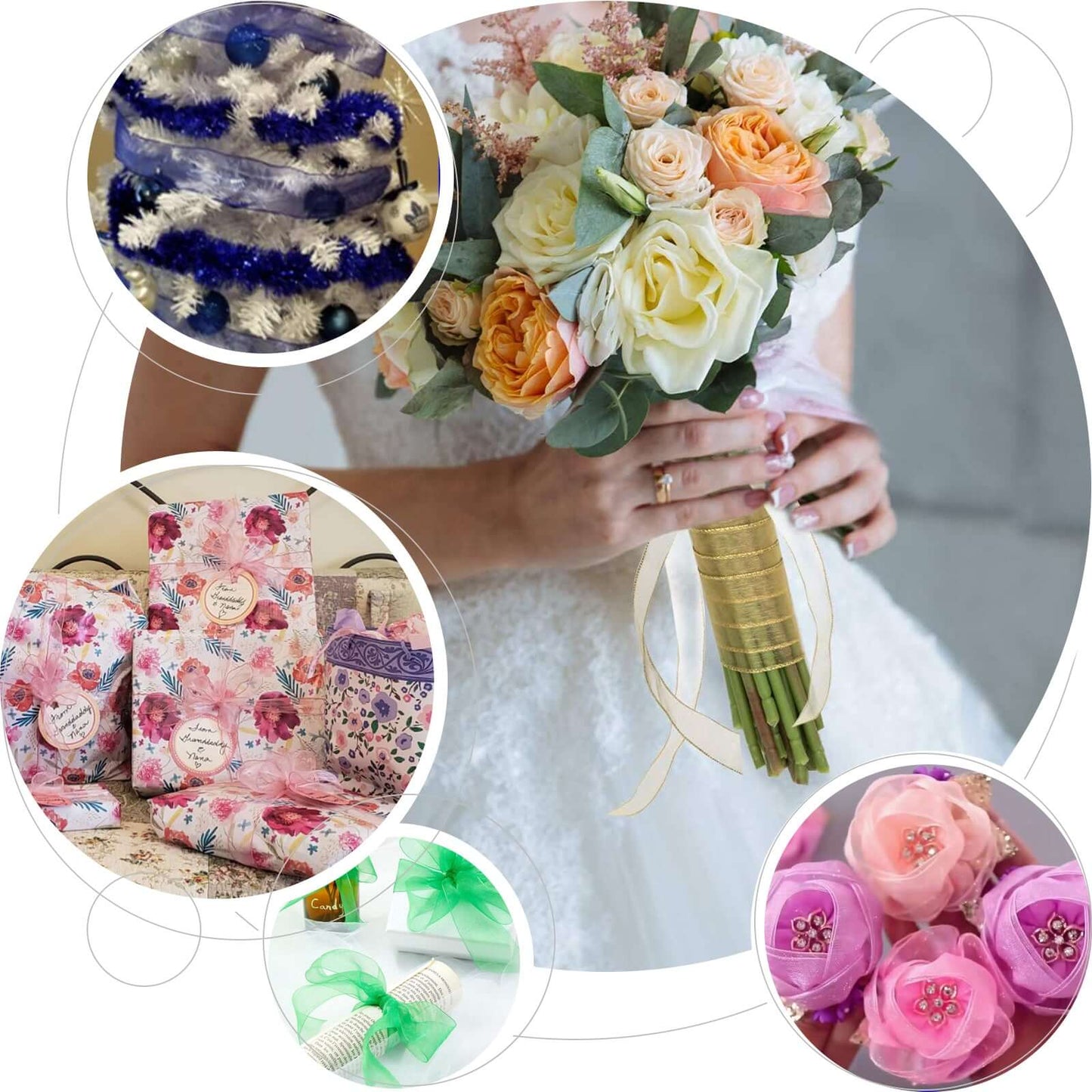 10 Yards 1.5" Ivory Sheer Organza Wired Edge Ribbon - Linen Luxes