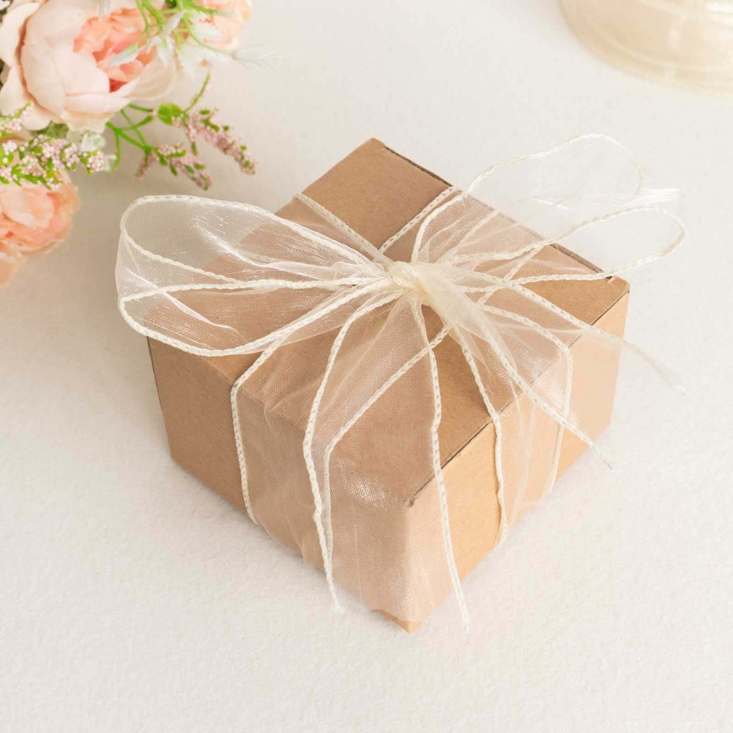 10 Yards 1.5" Ivory Sheer Organza Wired Edge Ribbon - Linen Luxes