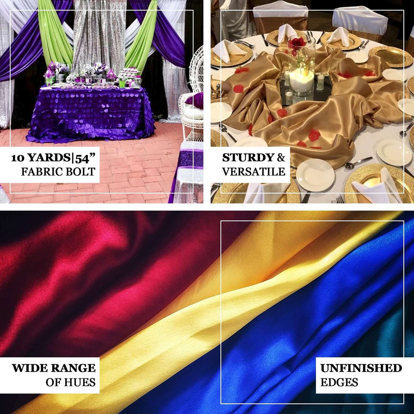 10 Yards 54" Navy Blue Satin Fabric Bolt - Linen Luxes