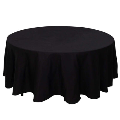 100% Cotton 108" Round Tablecloth Black Linen - Soft & Breathable Table Cover - Linen Luxes
