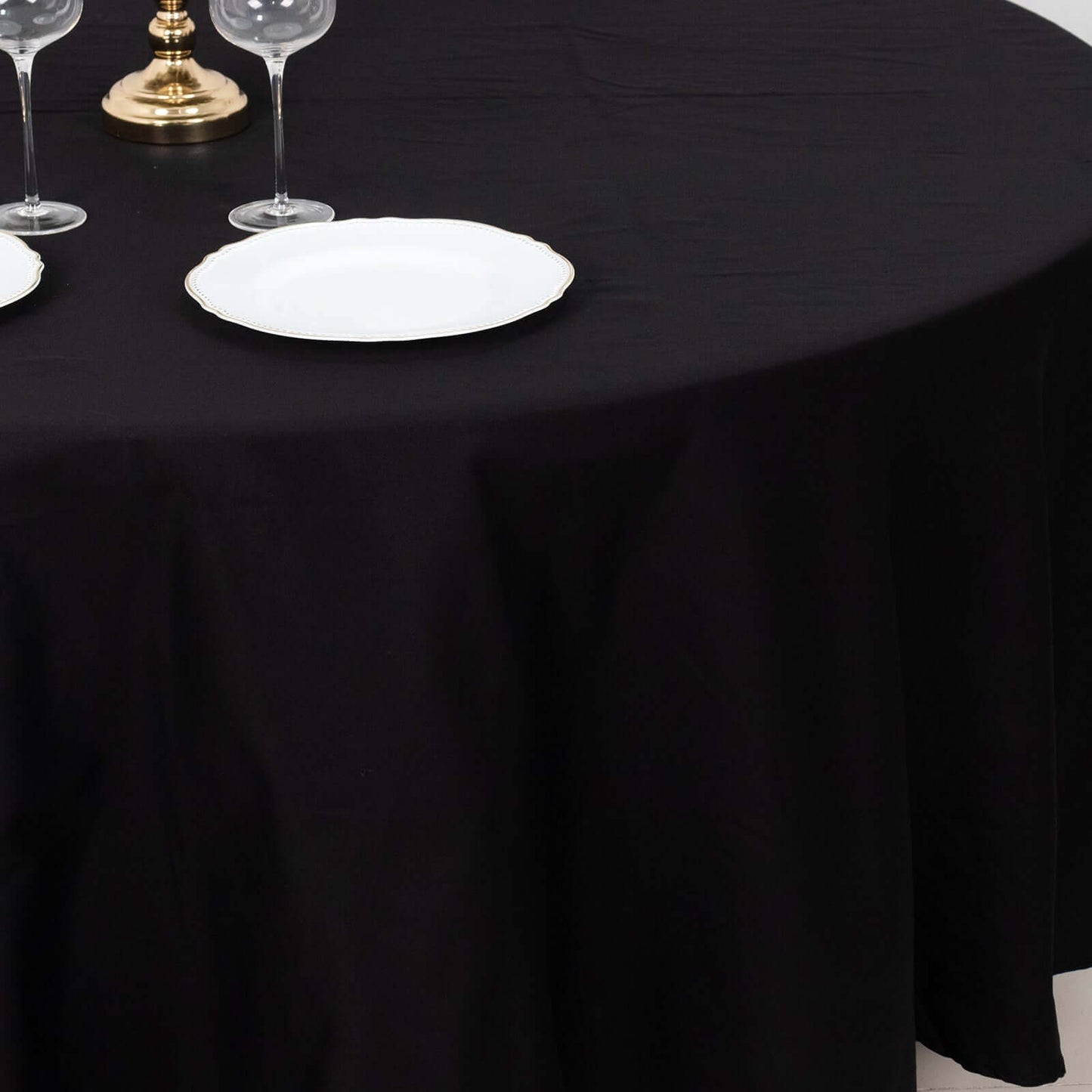 100% Cotton 108" Round Tablecloth Black Linen - Soft & Breathable Table Cover - Linen Luxes