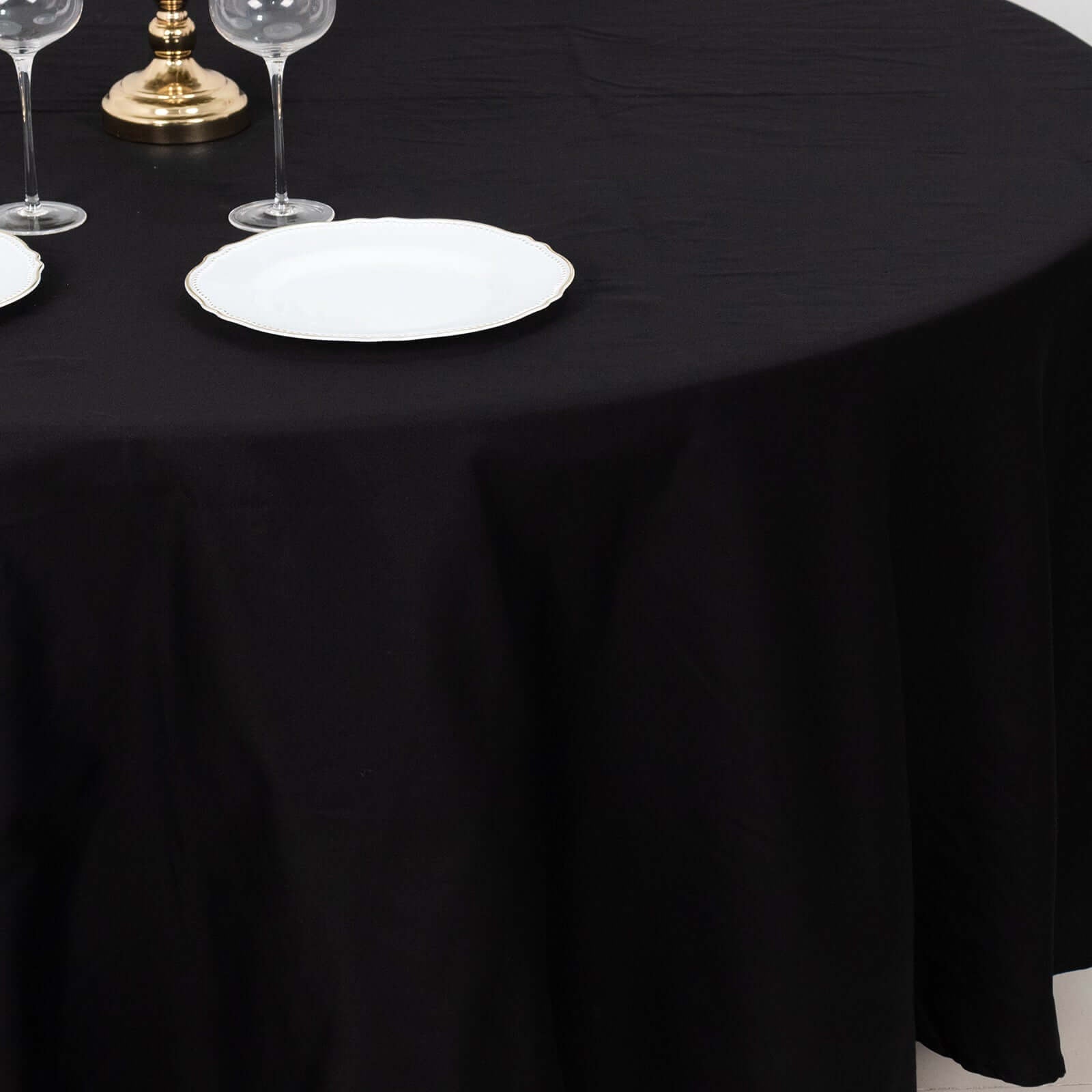 100% Cotton 108" Round Tablecloth Black Linen - Soft & Breathable Table Cover - Linen Luxes