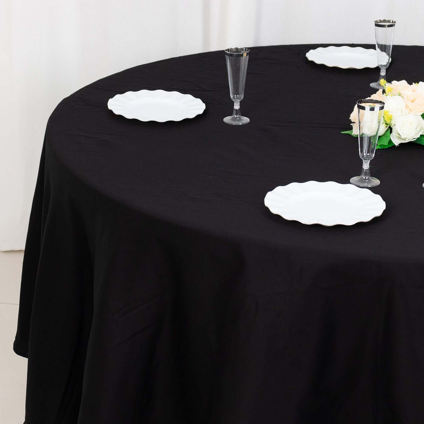 100% Cotton 108" Round Tablecloth Black Linen - Soft & Breathable Table Cover - Linen Luxes