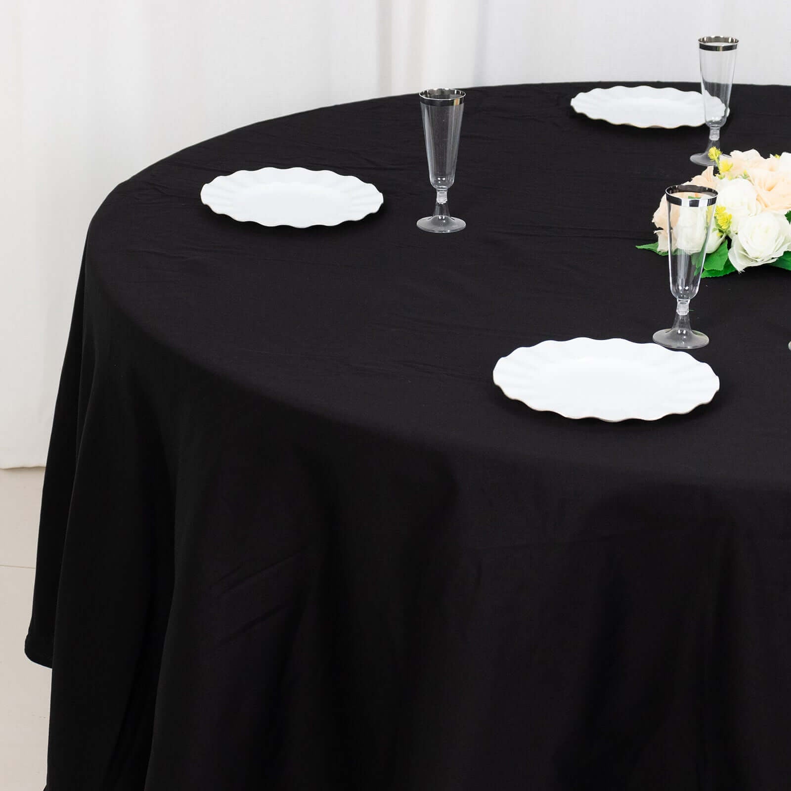 100% Cotton 108" Round Tablecloth Black Linen - Soft & Breathable Table Cover - Linen Luxes