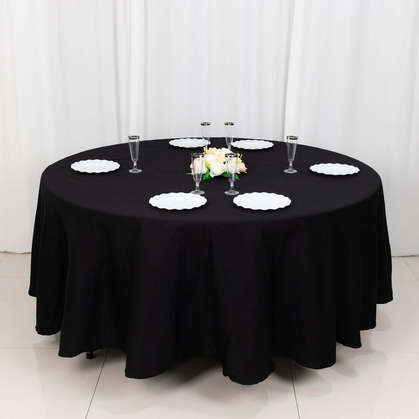 100% Cotton 108" Round Tablecloth Black Linen - Soft & Breathable Table Cover - Linen Luxes
