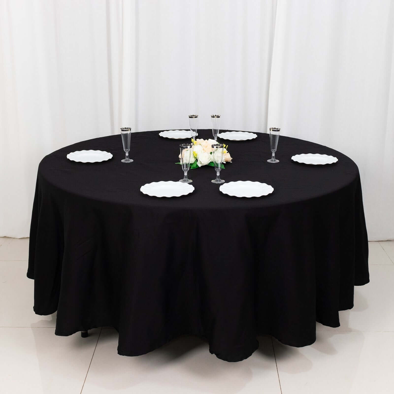 100% Cotton 108" Round Tablecloth Black Linen - Soft & Breathable Table Cover - Linen Luxes