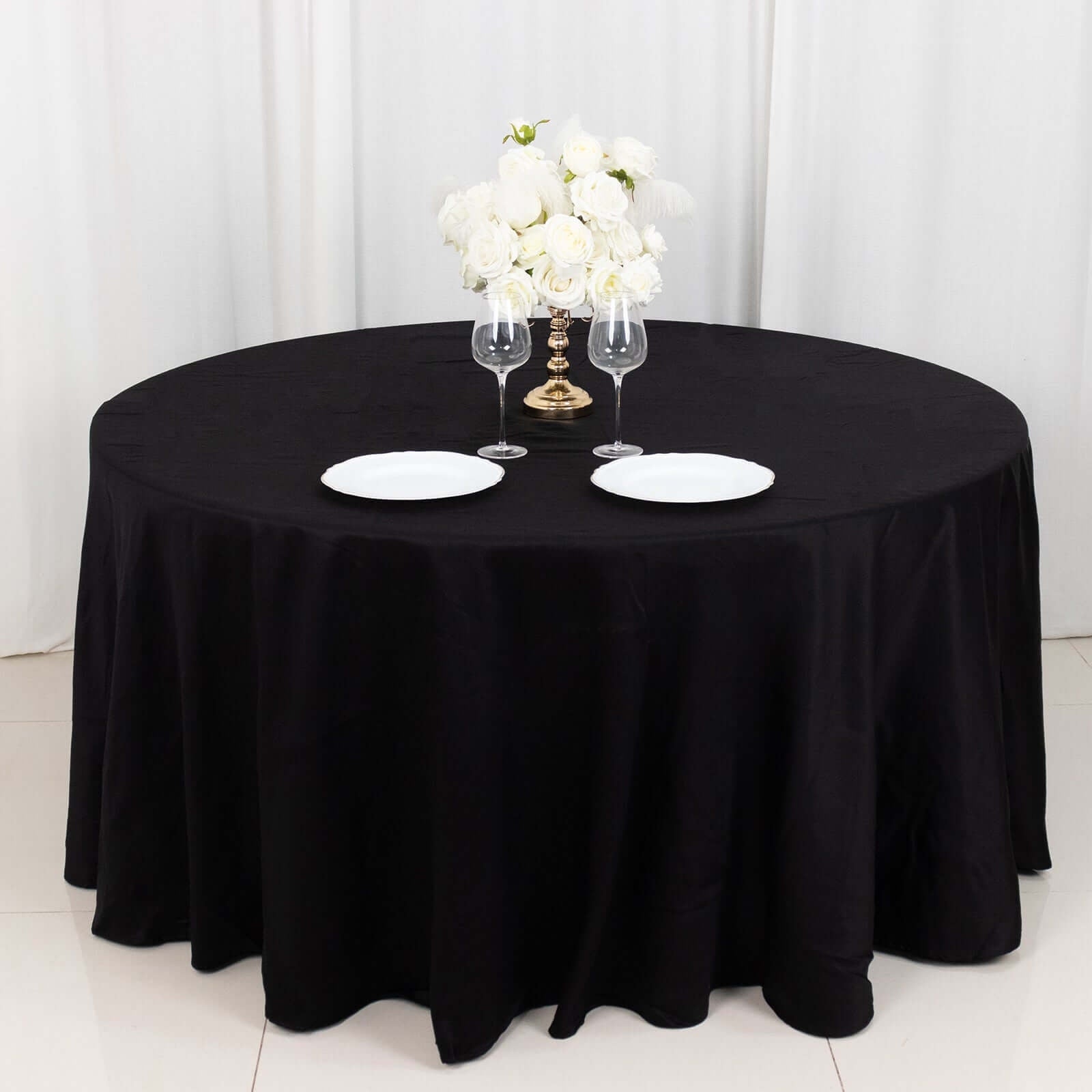 100% Cotton 120" Round Tablecloth Black Linen - Seamless, Soft & Breathable Table Cover - Linen Luxes