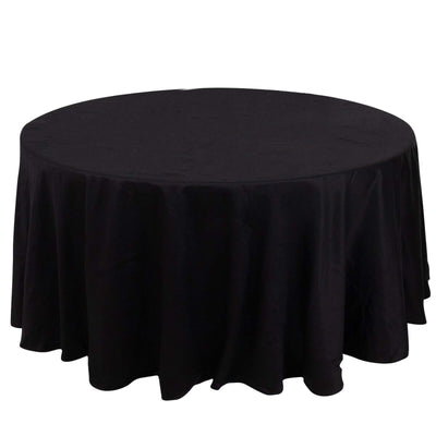 100% Cotton 120" Round Tablecloth Black Linen - Seamless, Soft & Breathable Table Cover - Linen Luxes