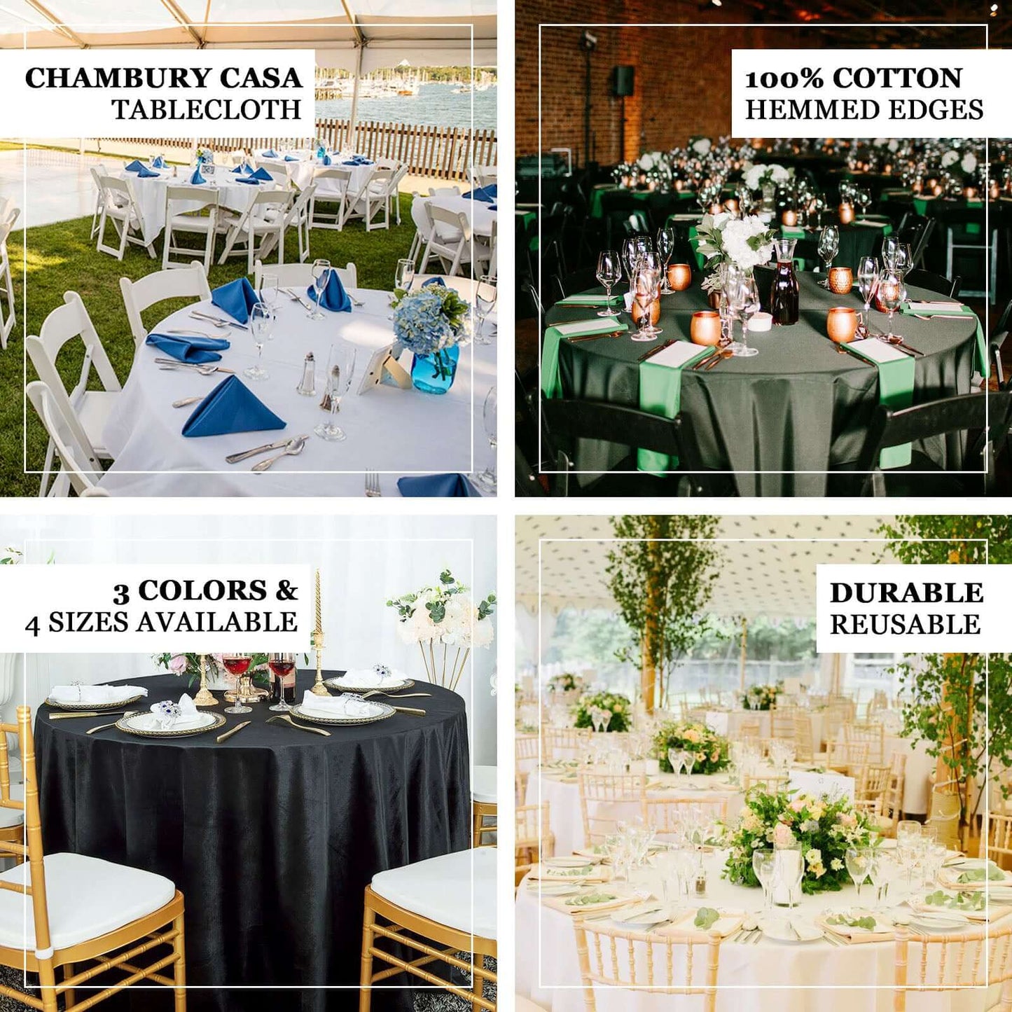 100% Cotton 120" Round Tablecloth Black Linen - Seamless, Soft & Breathable Table Cover - Linen Luxes