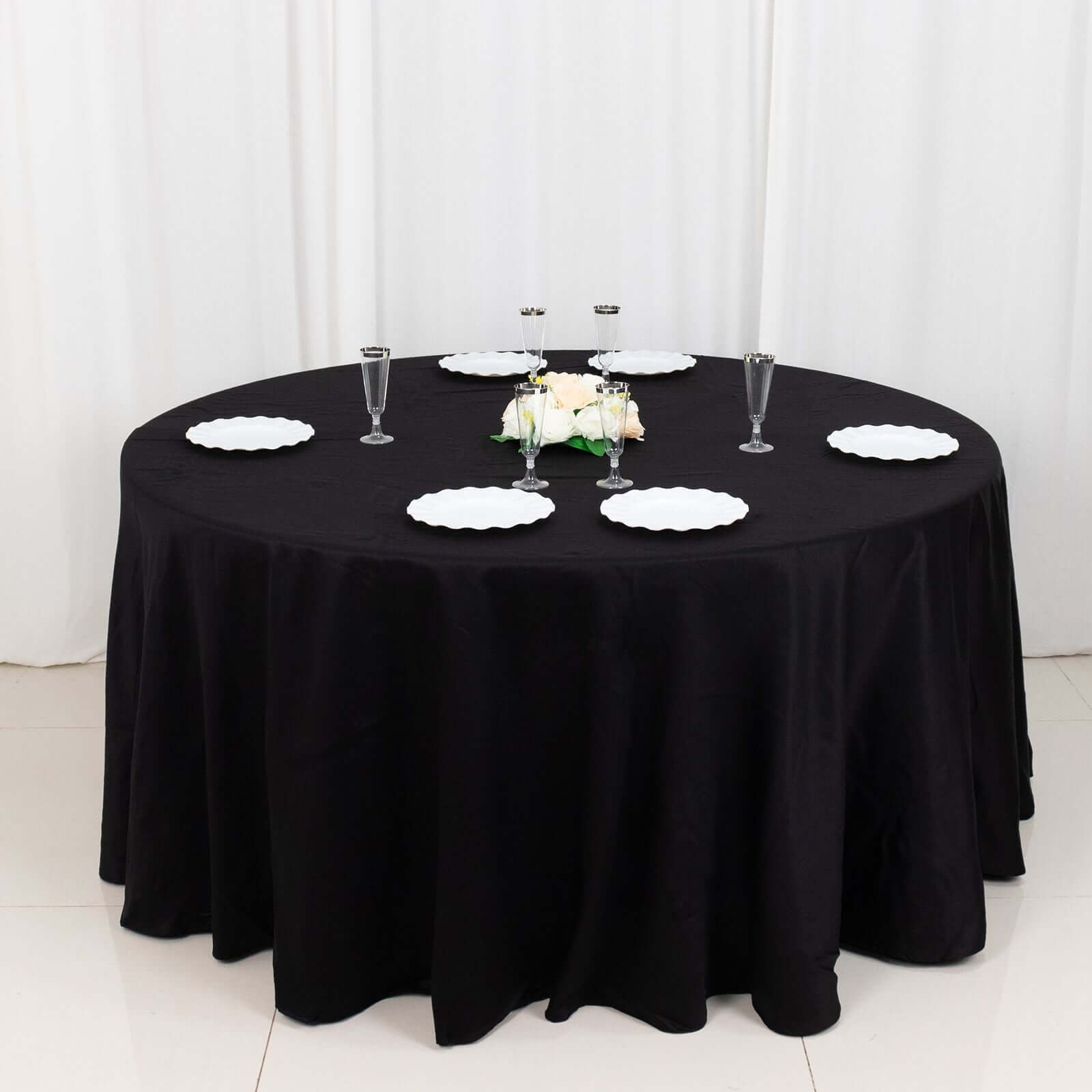 100% Cotton 120" Round Tablecloth Black Linen - Seamless, Soft & Breathable Table Cover - Linen Luxes