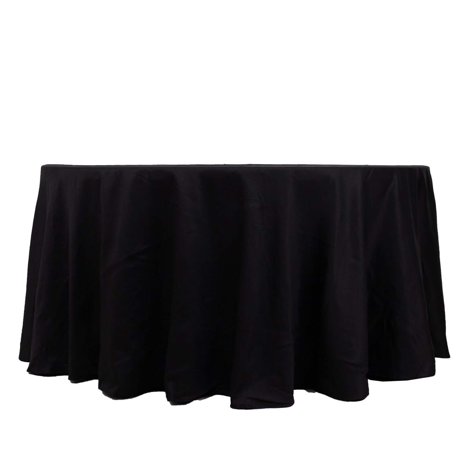 100% Cotton 120" Round Tablecloth Black Linen - Seamless, Soft & Breathable Table Cover - Linen Luxes