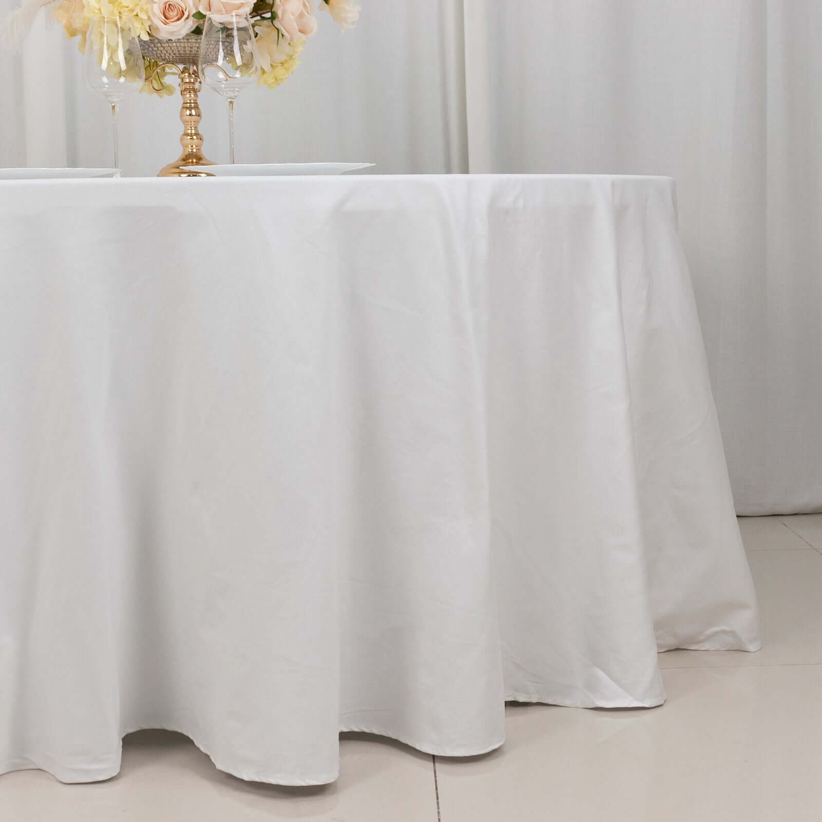100% Cotton 120" Round Tablecloth White Linen - Seamless, Soft & Breathable Table Cover - Linen Luxes