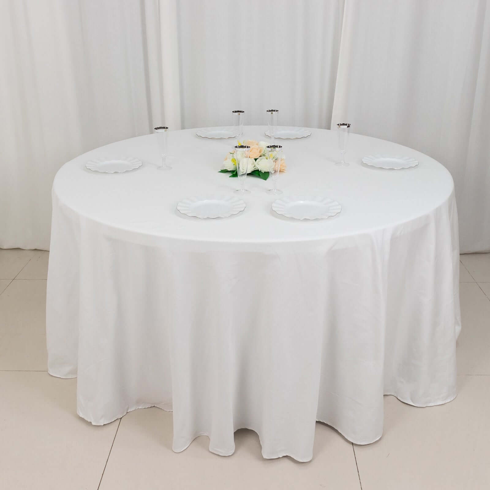 100% Cotton 120" Round Tablecloth White Linen - Seamless, Soft & Breathable Table Cover - Linen Luxes